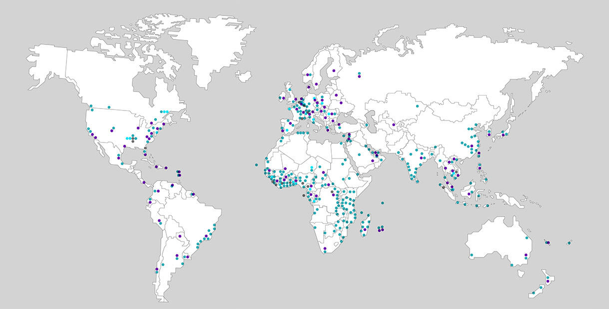 Carte des implantations